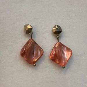 Kenneth Cole New York Coral and Gold Tone Dangle Earrings